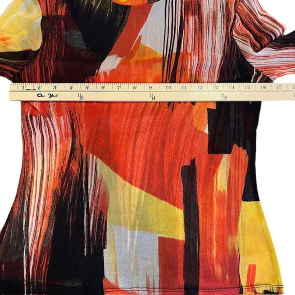 St. John SoCa Sheer Bright Abstract‎ Print Mock Neck Long Sleeve Top Size Small - Picture 8 of 11